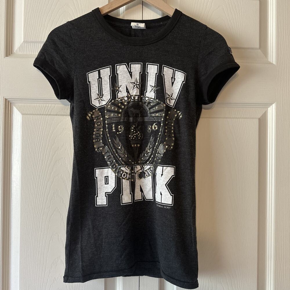 Vintage - VS PINK Bling Top UNIV PINK 1986 Honor Tradition Respect Pride - XS